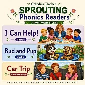 Sprouting Phonics Readers - 3 Short Vowel Stories